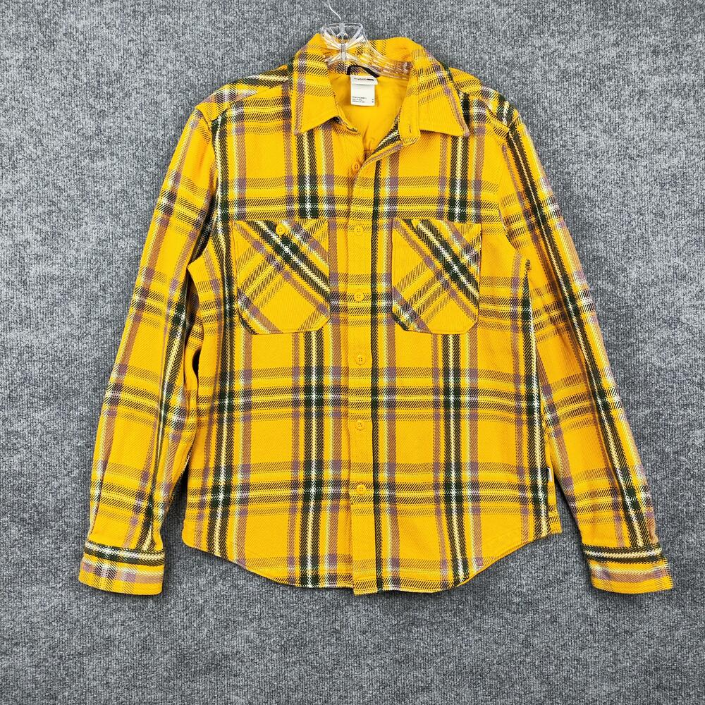 North Face Shirt Mens Medium Yellow Plaid Flannel Button Front Long Sleeve